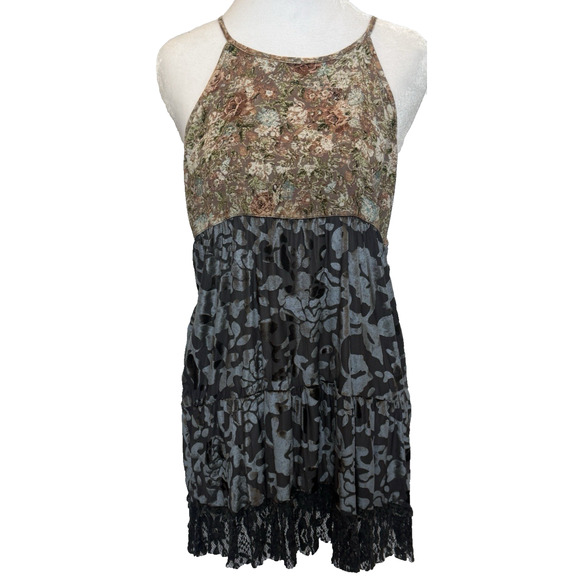 Gimmicks by BKE Floral Burnout Velvet Mini Dress Size XS Lace Tiered Fairy Y2K - Picture 1 of 12
